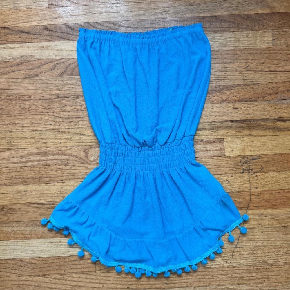 Ramy Brook Marcie Strapless Coverup Dress with Pompoms